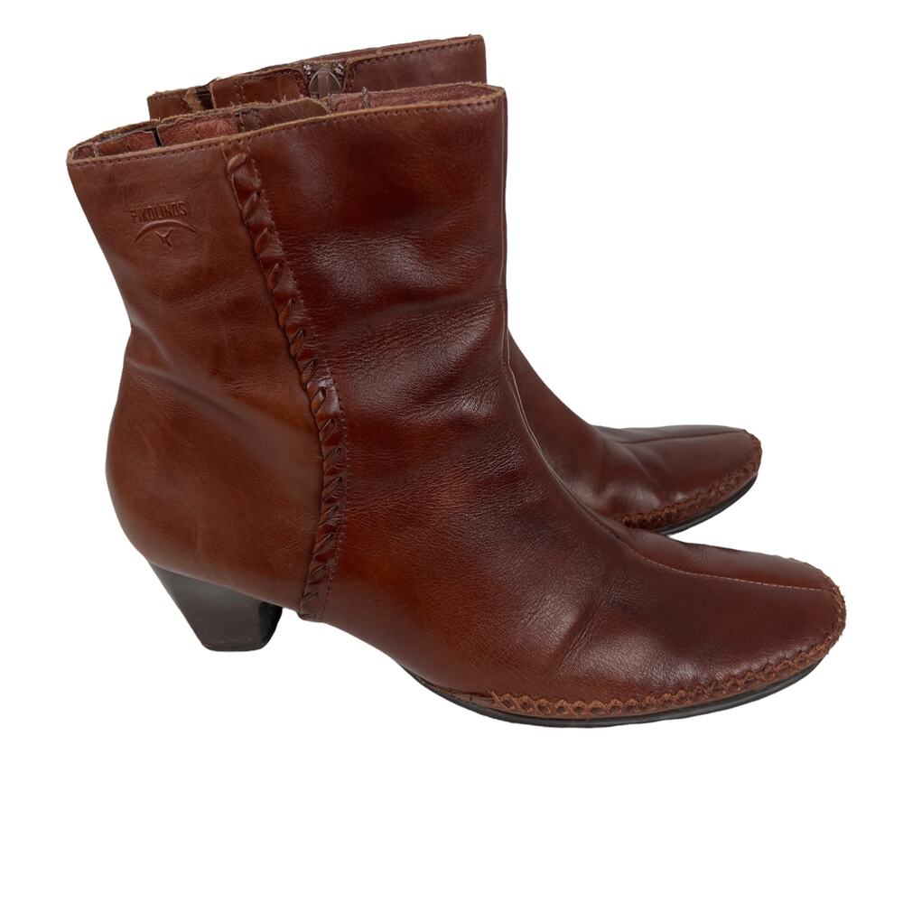 Pikolinos Ankle Boots Women's Size 39 Leather Zip Side Stitching Detail